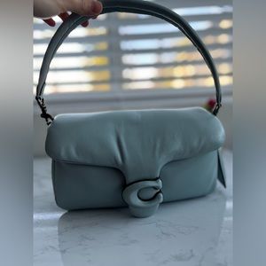 Coach pillow tabby 26 in aqua color